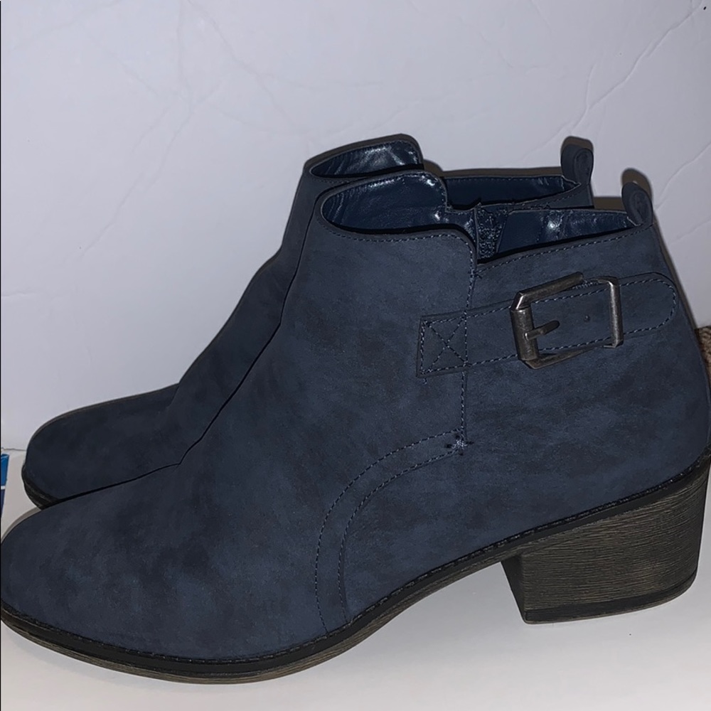 Blue Suede Ankle Boots